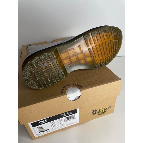 Doc Dr. Martens 1460 Patent Leather Lamper Lace Up Boots in Zinc Grey Eu 38 US 7 - Picture 6 of 6